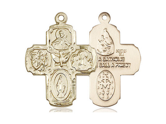 5-Way Holy Spirit Medal - 14kt Gold Pendant (2 Sizes)
