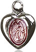 Pink Heart Shaped Miraculous Medal Charm - Sterling Silver Pendant (0217PSS)