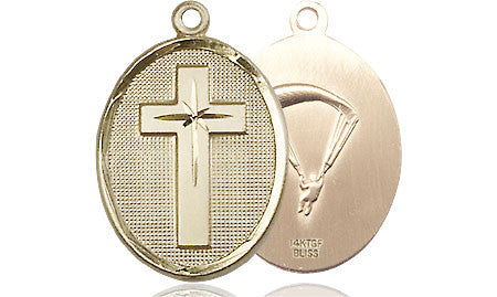 Paratroopers Cross Medal - 14kt Gold 3/4" x 1/2" Oval Pendant (0883)