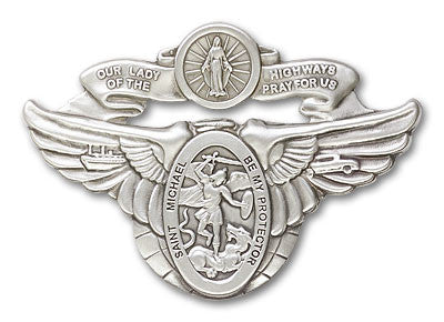 St Michael and Our Lady of the Highway Visor Clip - Silver Finish 1017V