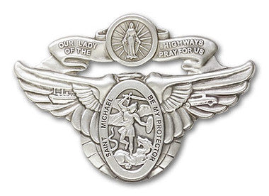 St. Michael & Our Lady of the Highway Visor Clip - Silver Finish (1071V)