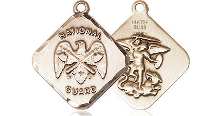 St. Michael National Guard Medal - 14kt Gold 3/4" x 5/8" Diamond Shaped Pendant (1180)
