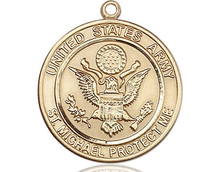 St. Michael Army Medal - 14kt Gold Round Pendant (2 Sizes)