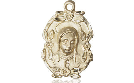 Embellished Madonna Pendant - 14kt Gold 7/8" x 1/2" (1647)