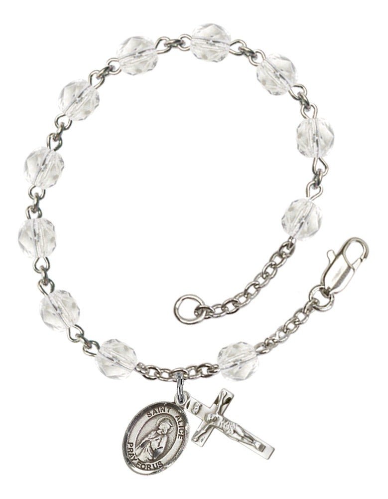St. Alice Rosary Bracelet With 6MM Fire Polished Beads (RB6000AMS9248)