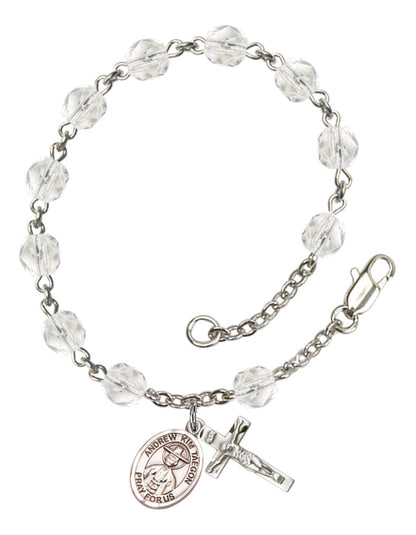 St. Andrew Kim Taegon Rosary Bracelet With 6MM Fire Polished Beads (RB6000AMS9373)