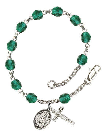 St. Angela Merici Rosary Bracelet With 6MM Fire Polished Beads (RB6000AMS9284)