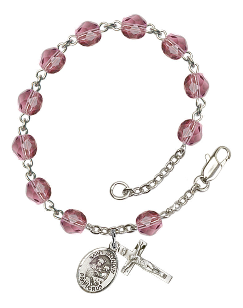 St. Anthony of Padua Rosary Bracelet With 6MM Fire Polished Beads (RB6000AMS9004)