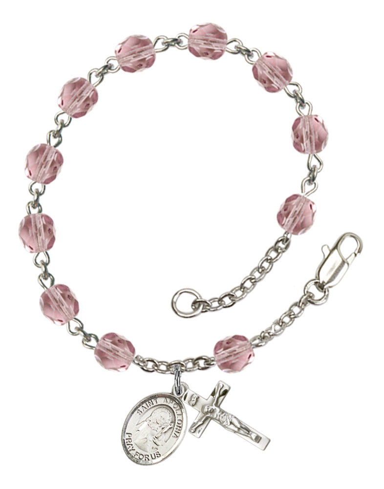 St. Apollonia Rosary Bracelet With 6MM Fire Polished Beads (RB6000AMS9005)