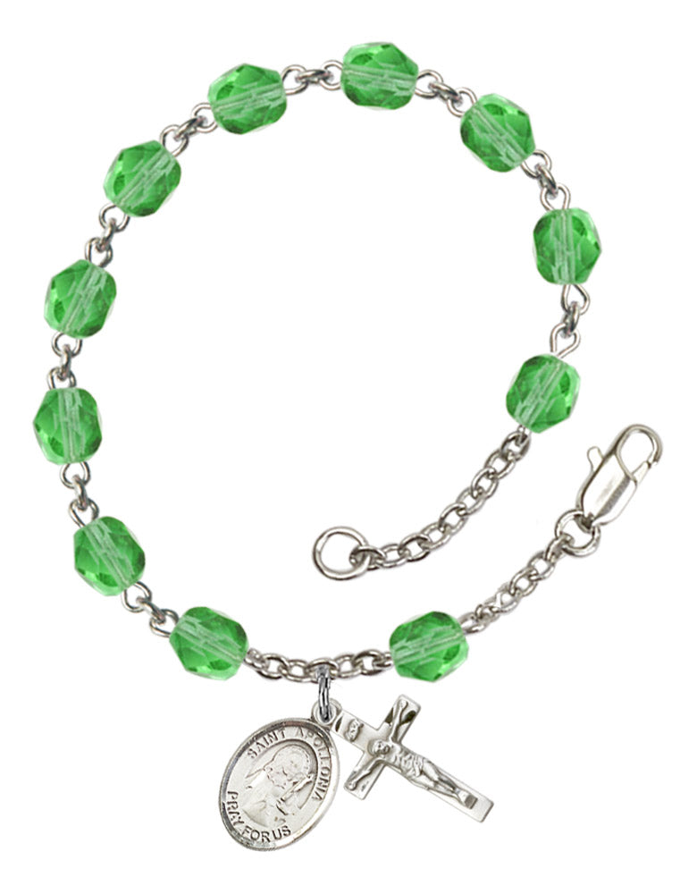 St. Apollonia Rosary Bracelet With 6MM Fire Polished Beads (RB6000AMS9005)