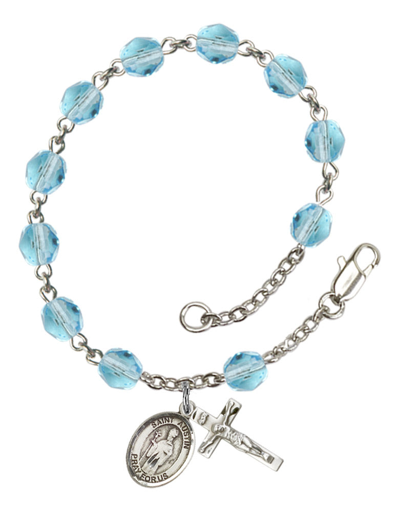 St. Austin Rosary Bracelet With 6MM Fire Polished Beads (RB6000AMS9256)