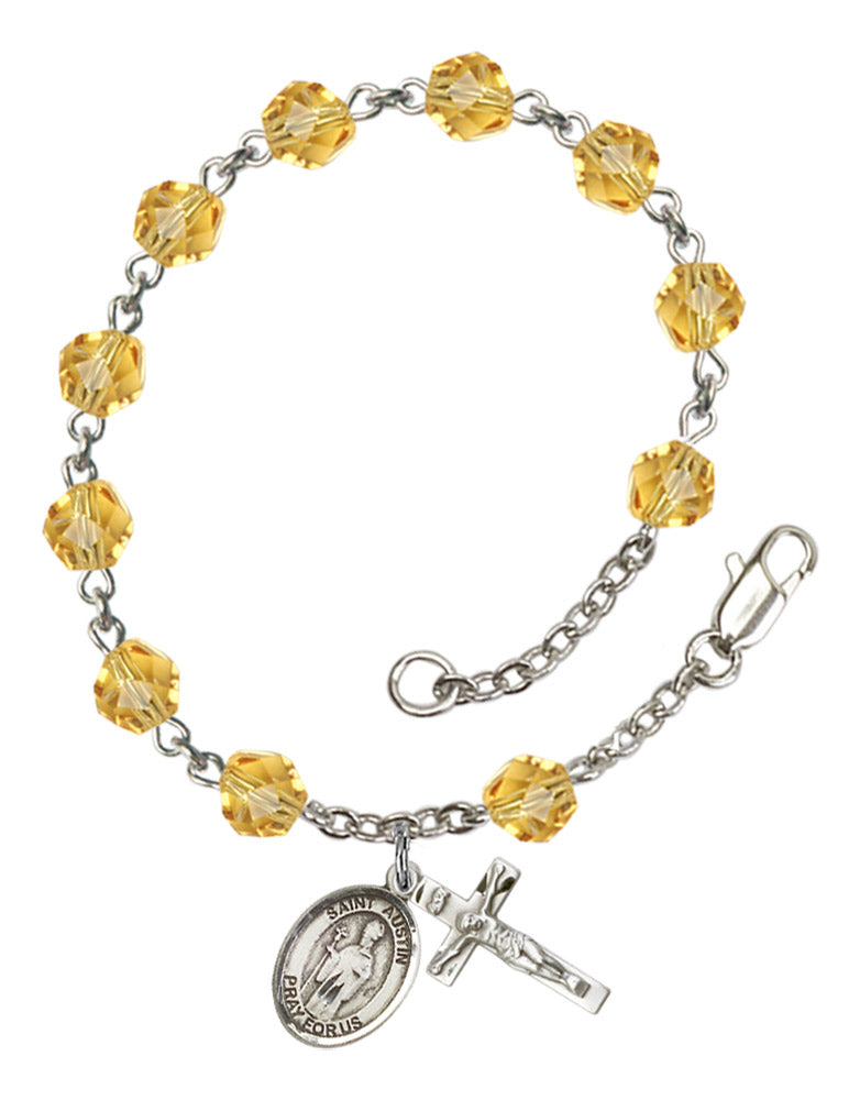 St. Austin Rosary Bracelet With 6MM Fire Polished Beads (RB6000AMS9256)