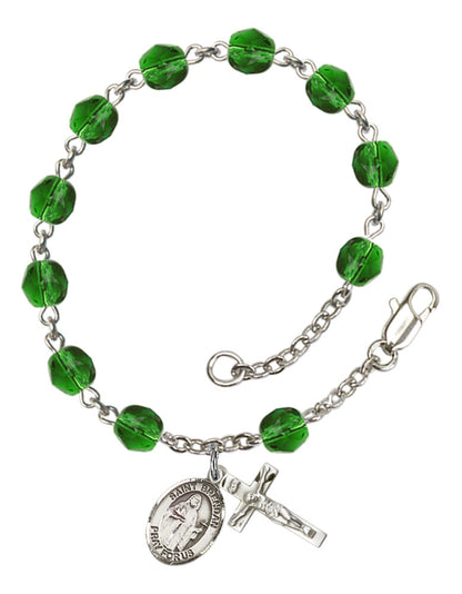 St. Brendan The Navigator Rosary Bracelet With 6MM Fire Polished Beads (RB6000AMS9018)