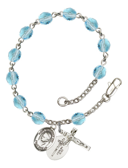 Pope Emeritus Benedict XVI Rosary Bracelet With 6MM Fire Polished Beads (RB6000AMS9235)