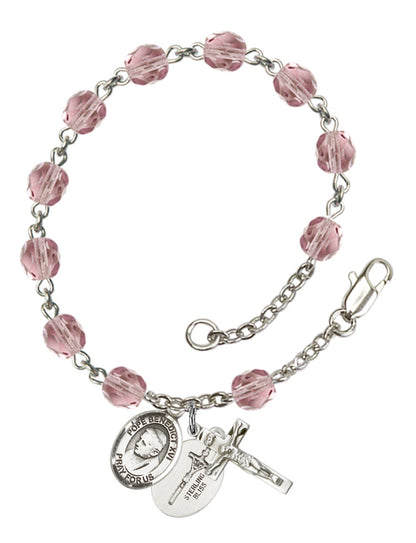 Pope Emeritus Benedict XVI Rosary Bracelet With 6MM Fire Polished Beads (RB6000AMS9235)