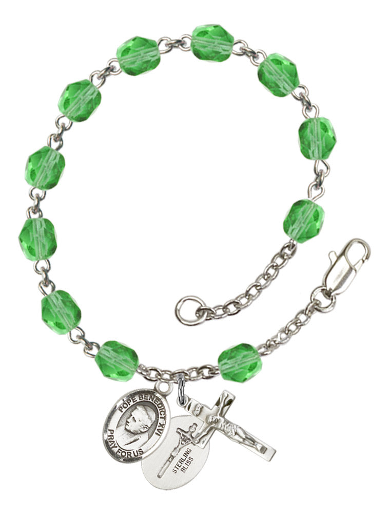 Pope Emeritus Benedict XVI Rosary Bracelet With 6MM Fire Polished Beads (RB6000AMS9235)