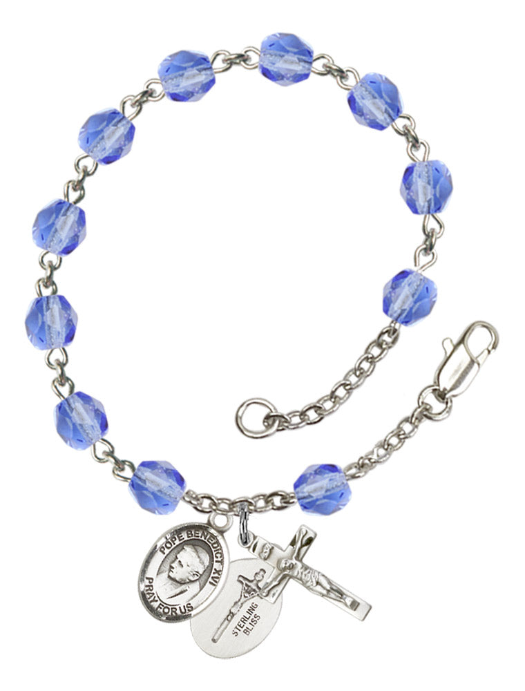 Pope Emeritus Benedict XVI Rosary Bracelet With 6MM Fire Polished Beads (RB6000AMS9235)
