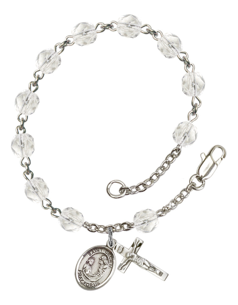 St. Cecilia Rosary Bracelet With 6MM Fire Polished Beads (RB6000AMS9016)