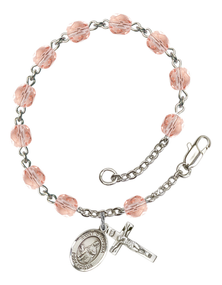 St. Dymphna Rosary Bracelet With 6MM Fire Polished Beads (RB6000AMS9032)