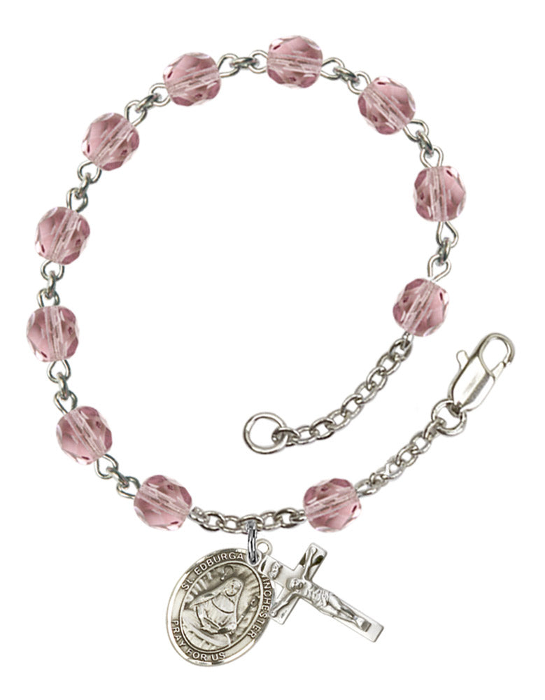 St. Edburga of Winchester Rosary Bracelet With 6MM Fire Polished Beads (RB6000AMS9324)