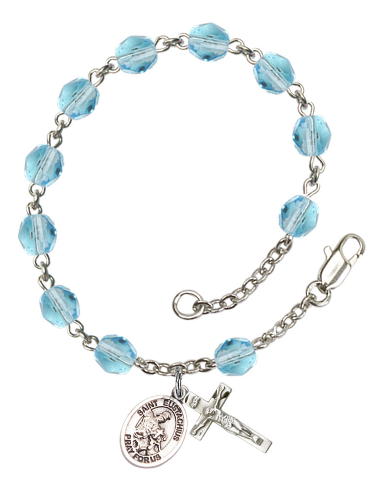 St. Eustachius Rosary Bracelet With 6MM Fire Polished Beads (RB6000AMS9356)