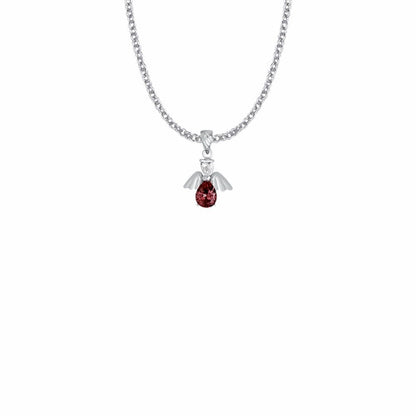 January Birthstone Angel Necklace - Sterling Silver Pendant On 18" Stainless Chain