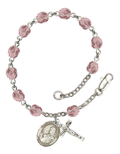St. Finnian of Clonard Rosary Bracelet With 6MM Fire Polished Beads (RB6000AMS9308)