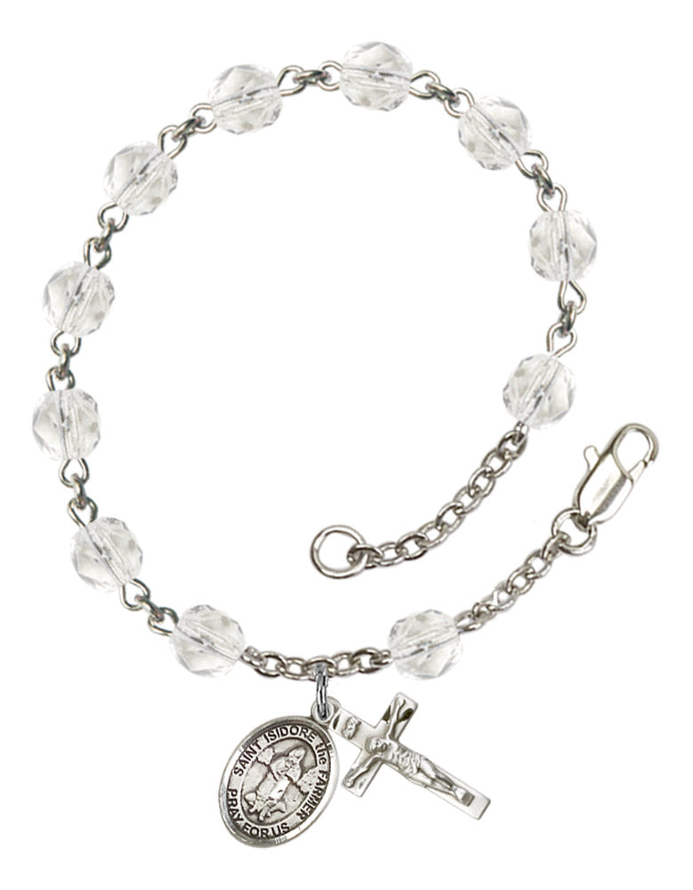 St. Isidore The Farmer Rosary Bracelet With 6MM Fire Polished Beads (RB6000AMS9276)