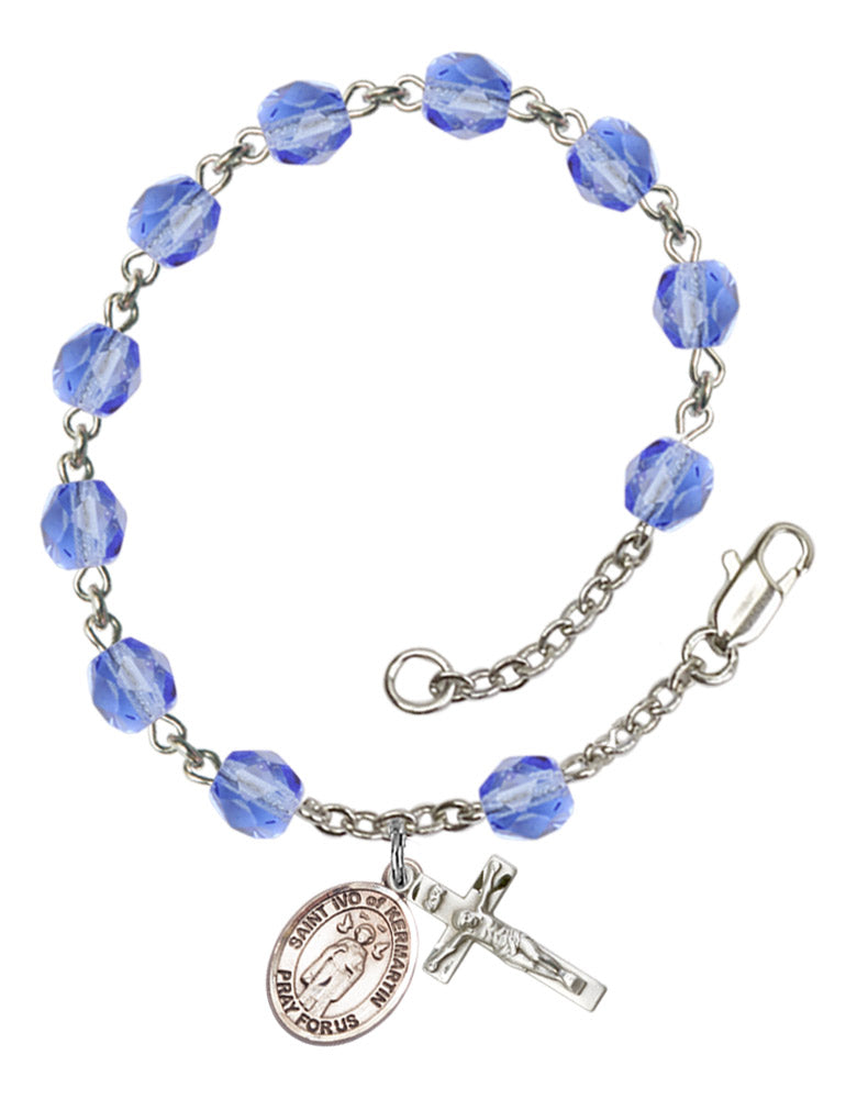 St. Ivo of Kermartin Rosary Bracelet With 6MM Fire Polished Beads (RB6000AMS9384)
