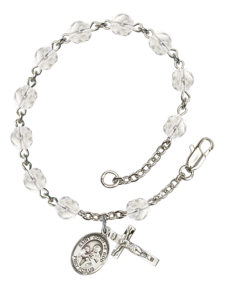 St. John of God Rosary Bracelet With 6MM Fire Polished Beads (RB6000AMS9112)
