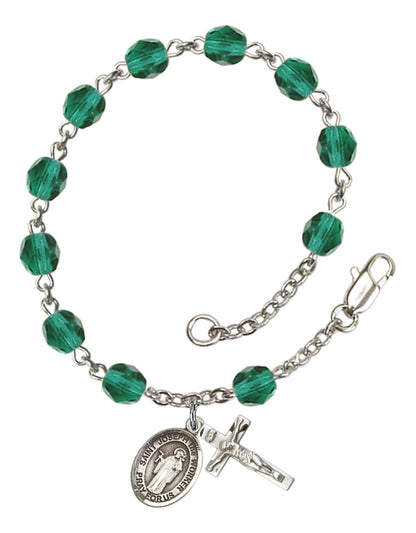 St. Joseph The Worker Rosary Bracelet With 6MM Fire Polished Beads (RB6000AMS9220)