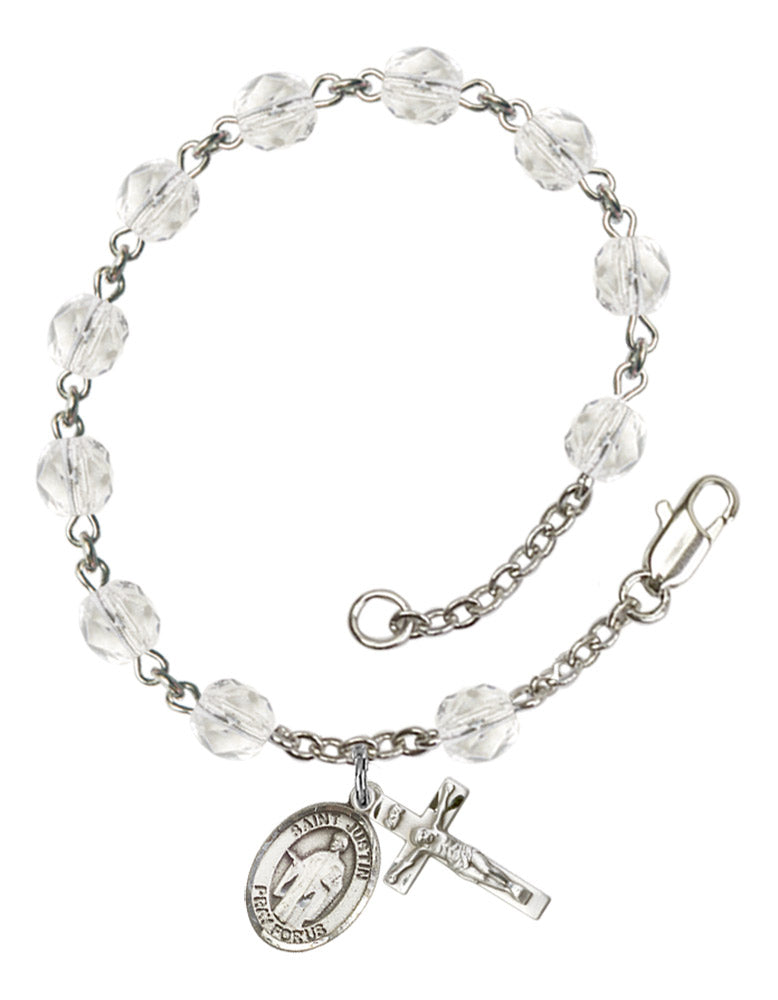 St. Justin Rosary Bracelet With 6MM Fire Polished Beads (RB6000AMS9052)