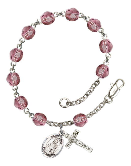St. Lucy Rosary Bracelet With 6MM Fire Polished Beads (RB6000AMS9422)