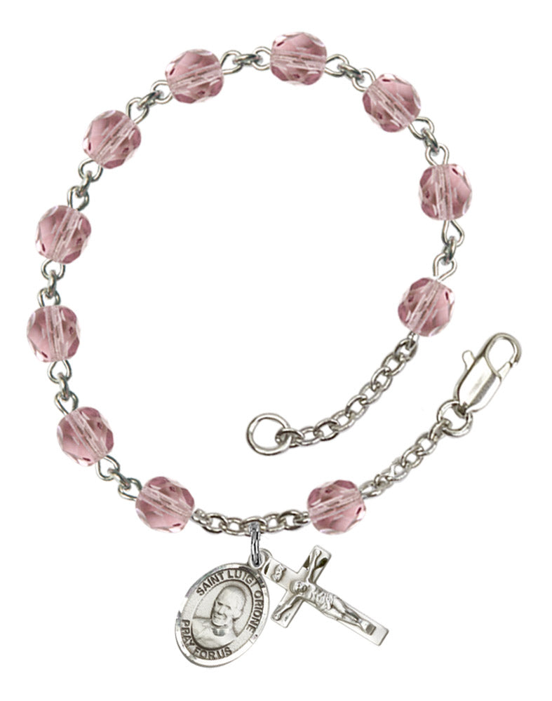 St. Luigi Orione Rosary Bracelet With 6MM Fire Polished Beads (RB6000AMS9326)