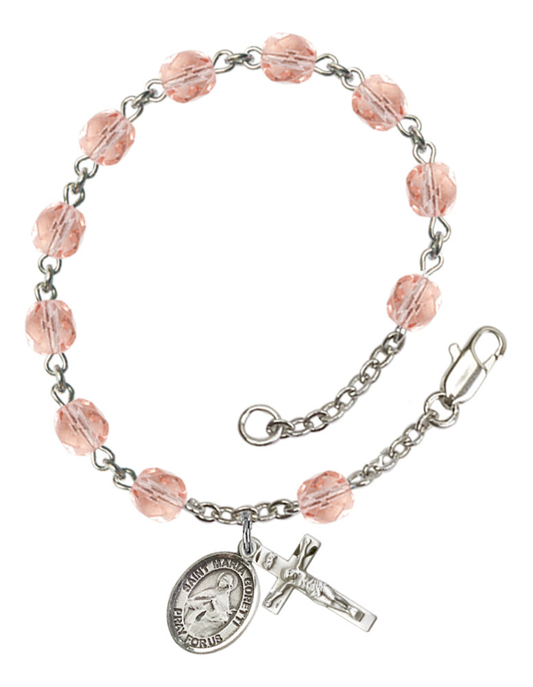St. Maria Goretti Rosary Bracelet With 6MM Fire Polished Beads (RB6000AMS9208)