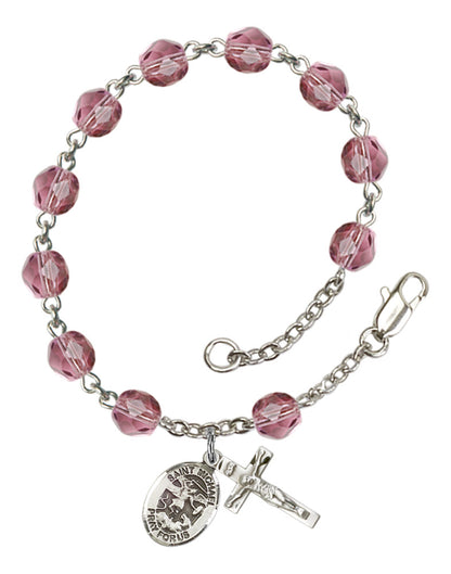 St. Michael Rosary Bracelet With 6MM Fire Polished Beads (RB6000AMS9076)