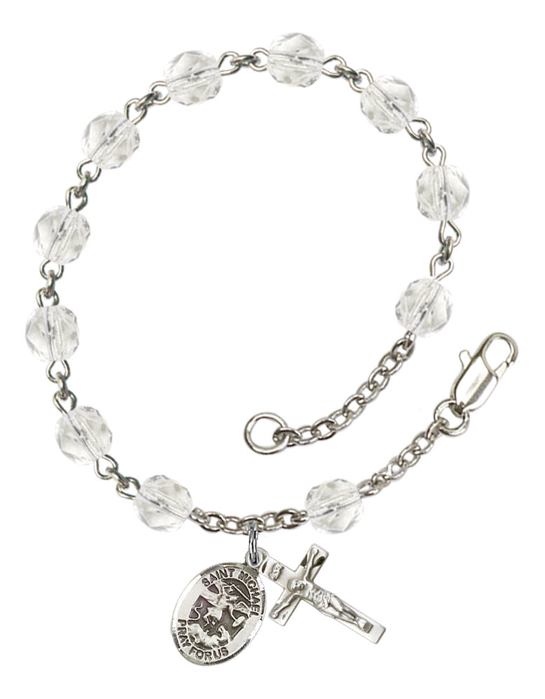 St. Michael Rosary Bracelet With 6MM Fire Polished Beads (RB6000AMS9076)