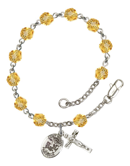 St. Michael Rosary Bracelet With 6MM Fire Polished Beads (RB6000AMS9076)