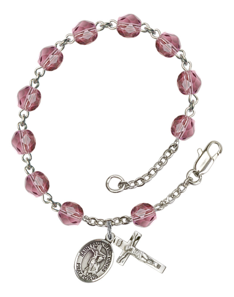 St. Paul of The Cross Rosary Bracelet With 6MM Fire Polished Beads (RB6000AMS9318)