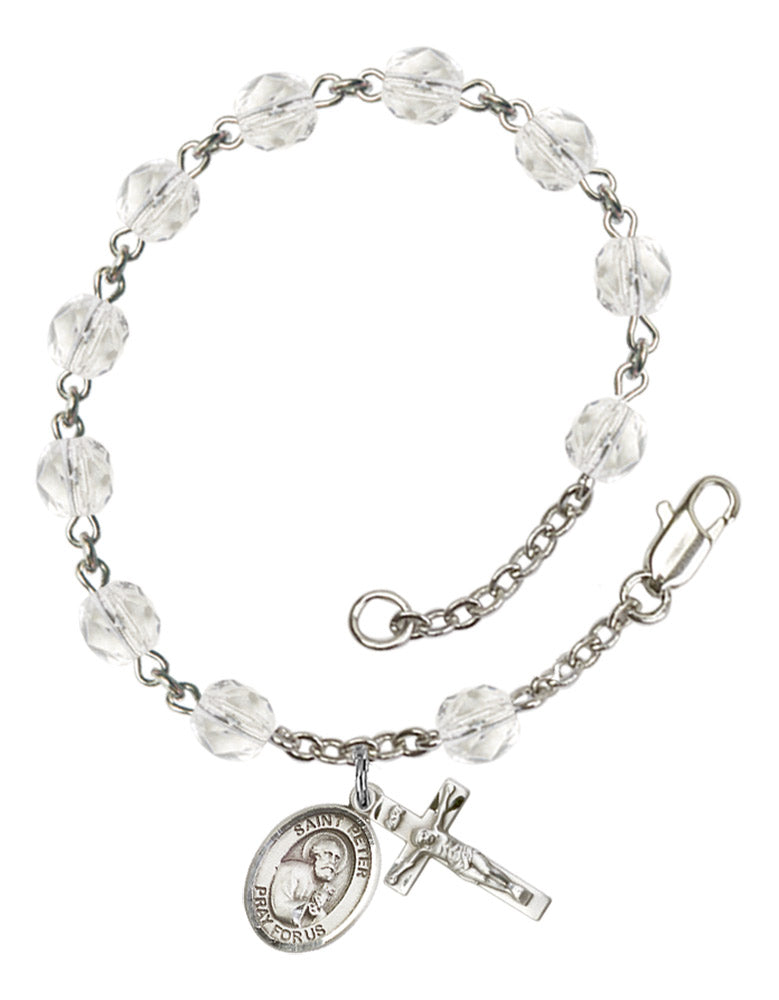St. Peter The Apostle Rosary Bracelet With 6MM Fire Polished Beads (RB6000AMS9090)