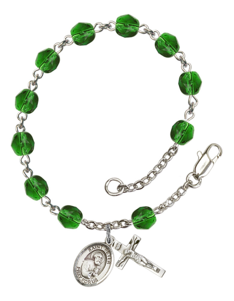 St. Peter The Apostle Rosary Bracelet With 6MM Fire Polished Beads (RB6000AMS9090)
