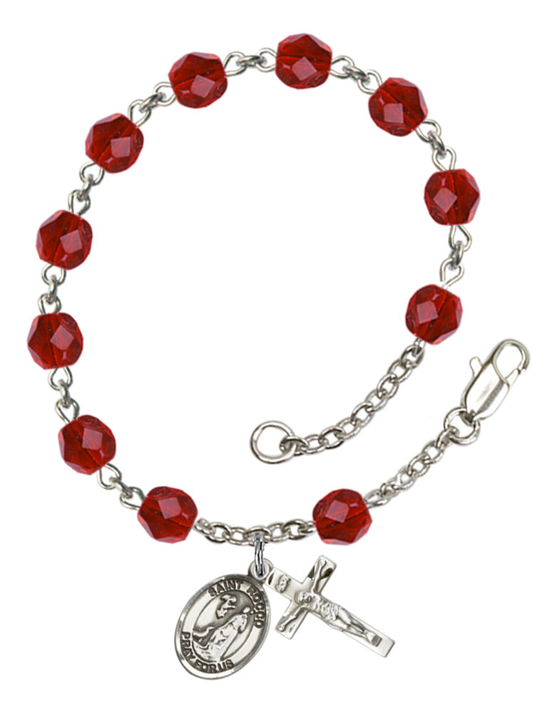 St. Rocco Rosary Bracelet With 6MM Fire Polished Beads (RB6000AMS9377)