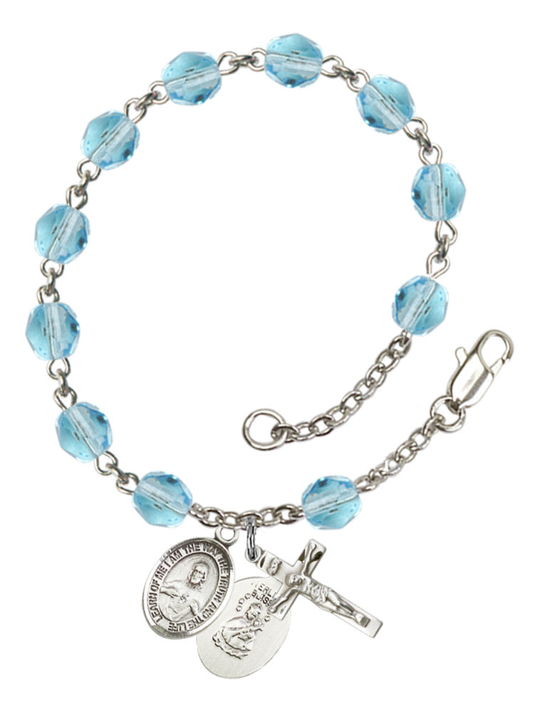 Scapular Rosary Bracelet With 6MM Fire Polished Beads (RB6000AMS9098)