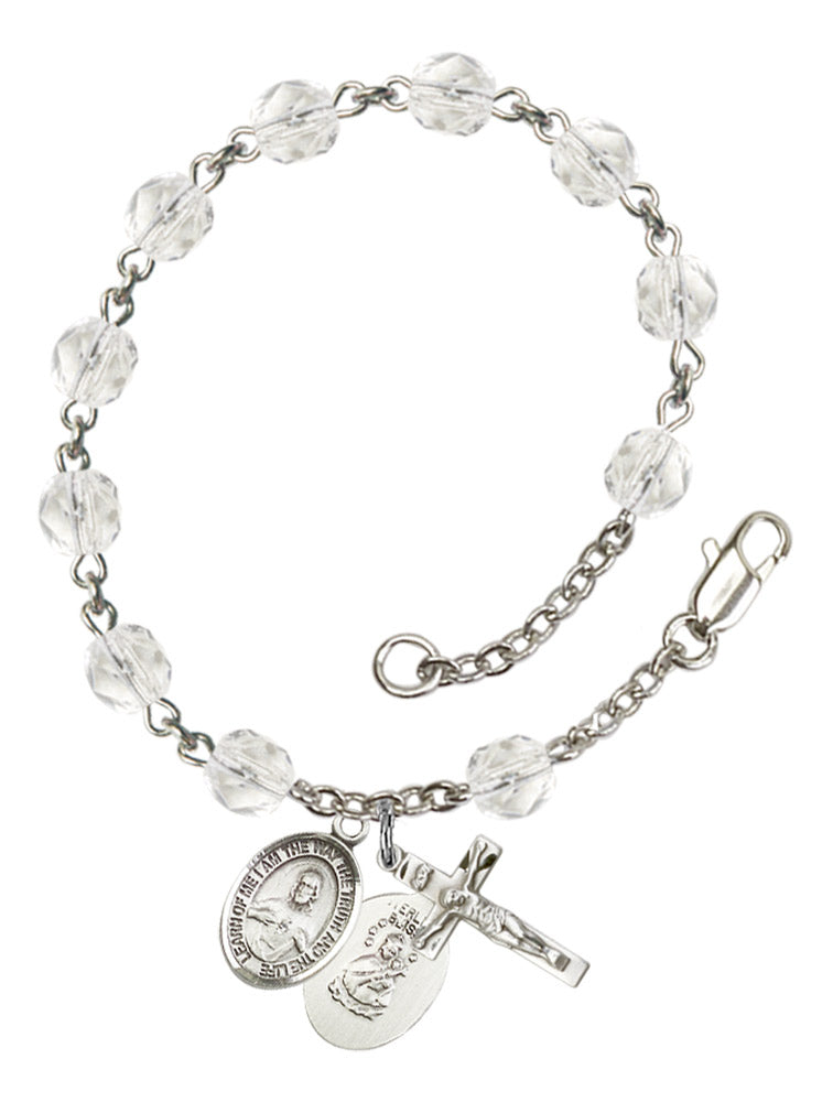 Scapular Rosary Bracelet With 6MM Fire Polished Beads (RB6000AMS9098)
