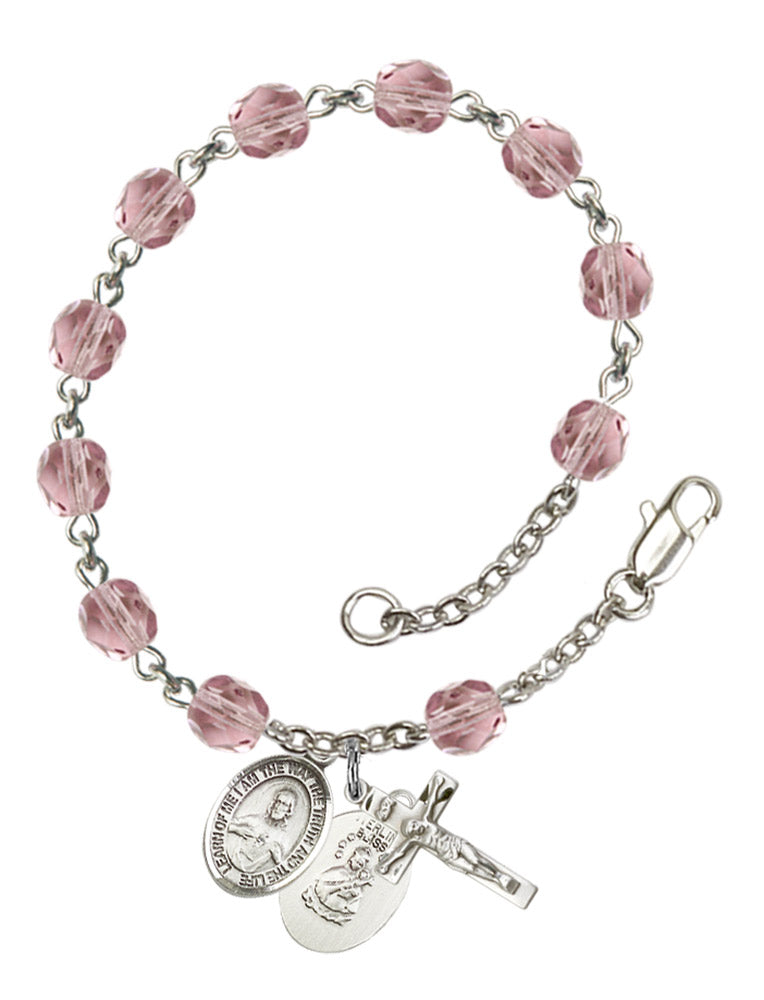 Scapular Rosary Bracelet With 6MM Fire Polished Beads (RB6000AMS9098)