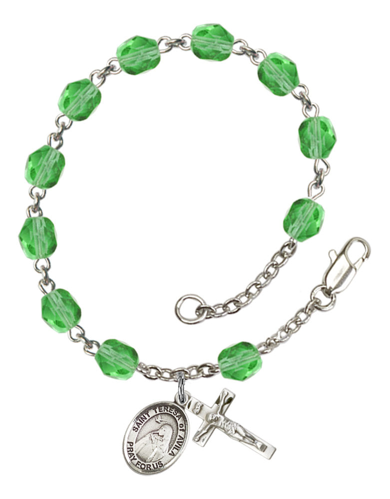 St. Teresa of Avila Rosary Bracelet With 6MM Fire Polished Beads (RB6000AMS9102)