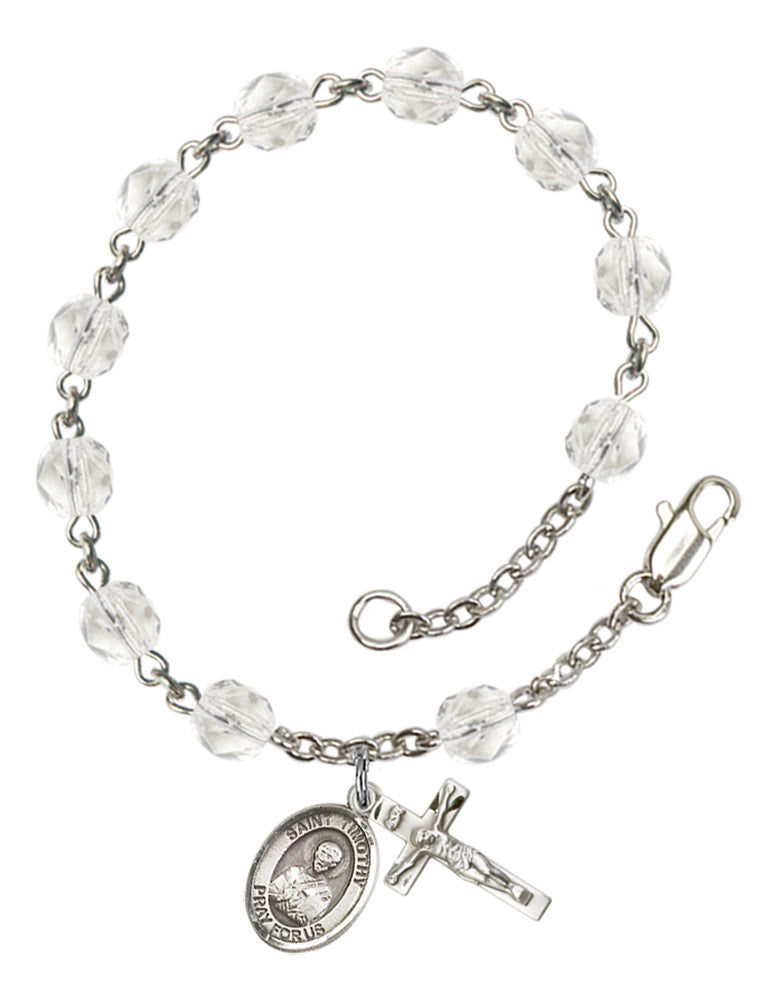 St. Timothy Rosary Bracelet With 6MM Fire Polished Beads (RB6000AMS9105)