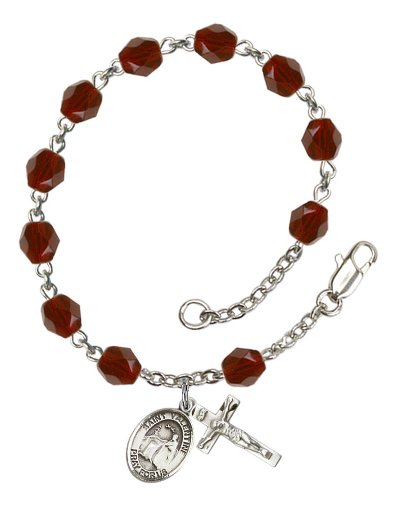 St. Valentine of Rome Rosary Bracelet With 6MM Fire Polished Beads (RB6000AMS9121)