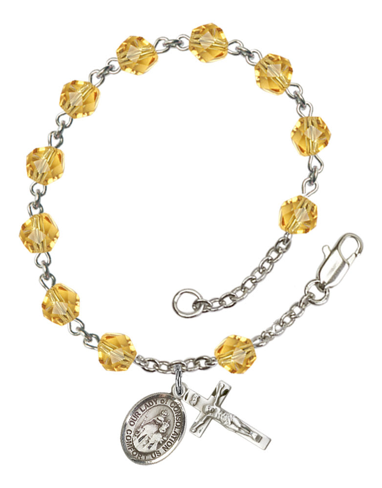 Our Lady of Consolation Rosary Bracelet With 6MM Fire Polished Beads (RB6000AMS9292)