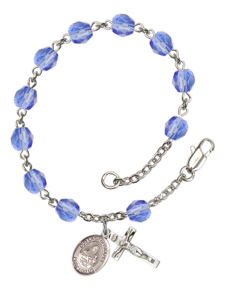 Our Lady of Grapes Rosary Bracelet With 6MM Fire Polished Beads (RB6000AMS9347)